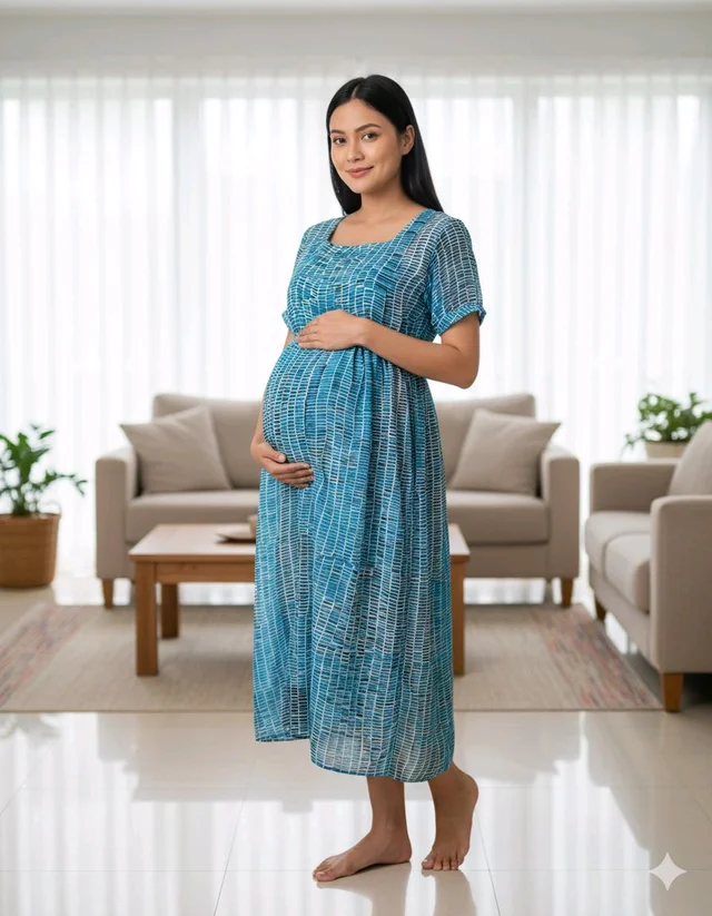 Blue Georgette Feeding Maxi - M, Cyan Aqua