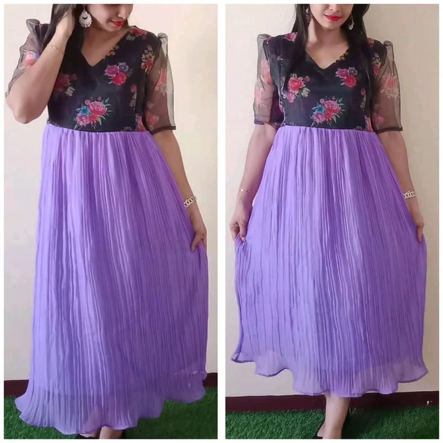 Pleated-Georgette Feeding Maxi