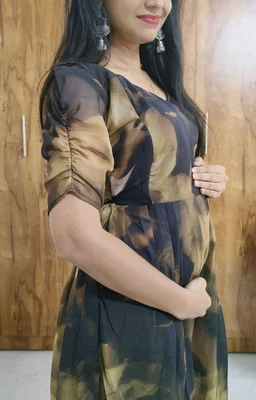 georgette Feeding kurti - M, Black