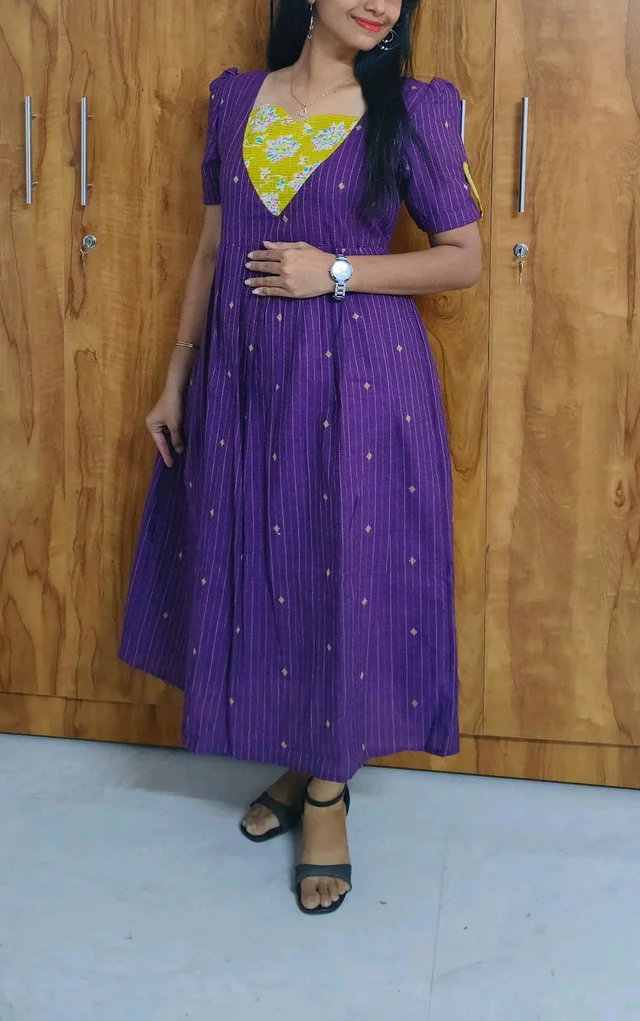 Violet-Cotton Feeding Kurti - L, Eminence