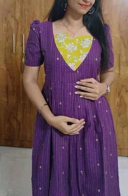 Violet-Cotton Feeding Kurti - L, Eminence