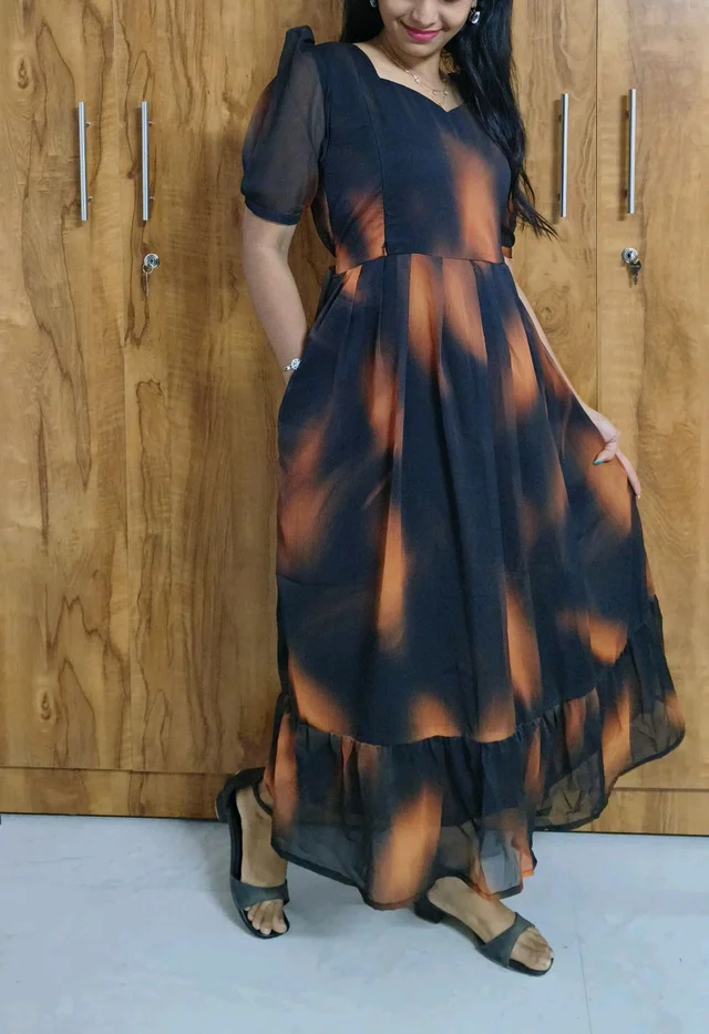 Coffee Shade- Georgette Feeding Kurtii - XXL, Carnaby Tan
