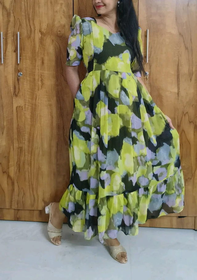 Light Green Georgette Feeding Maxi - L
