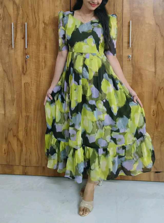 Light Green Georgette Feeding Maxi - XL