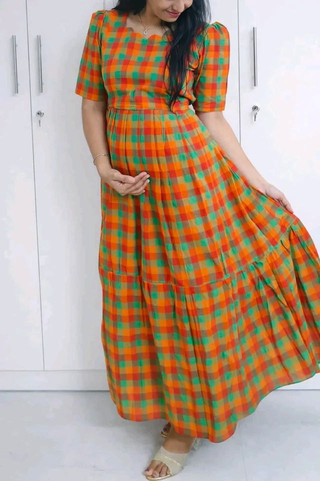 Chex Cotton Feeding Kurti - L
