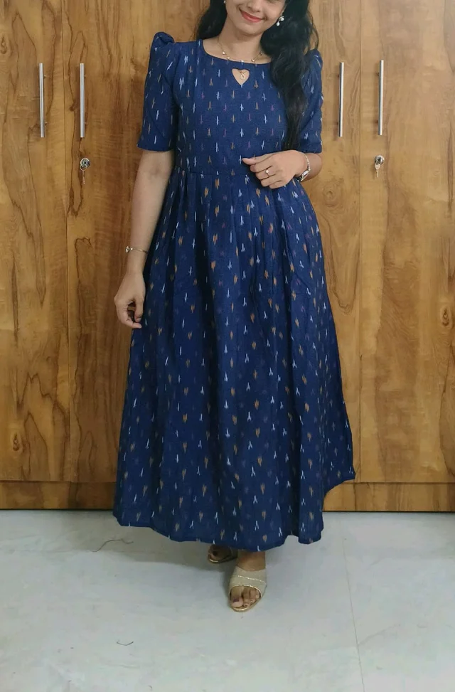 Blue Ikkat Feeding Kurti - XL