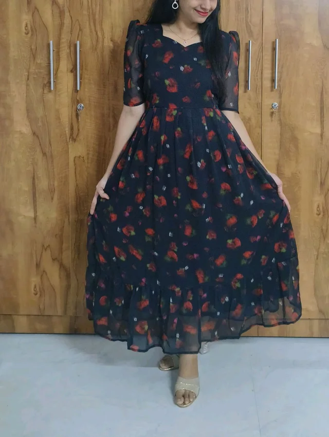 Black-Georgette feeding maxi - L