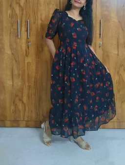 Black-Georgette feeding maxi - L