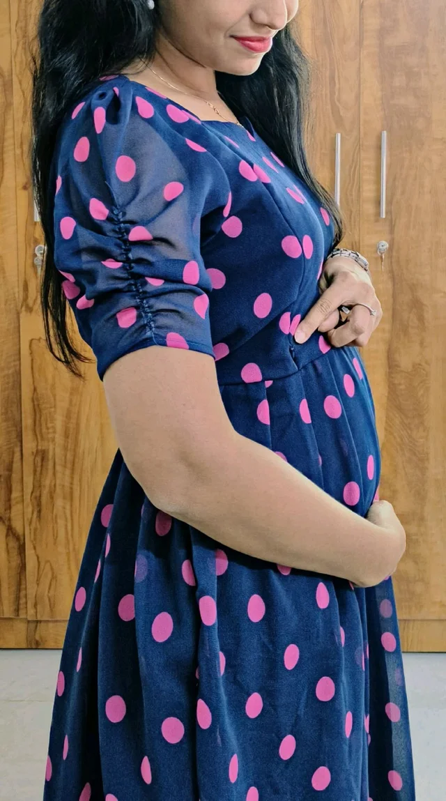 Blue Polka-Georgette feeding maxi - 3XL