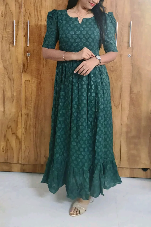 Green Georgette feeding maxi - - L