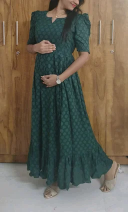 Green Georgette feeding maxi - - L