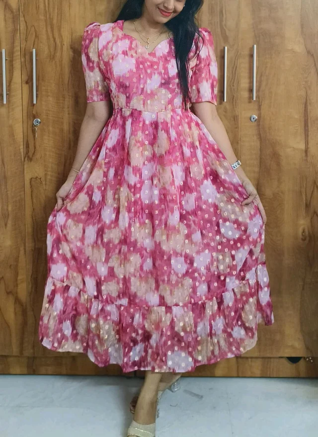 Pink Georgette feeding maxi - XXL