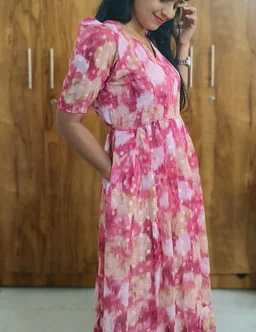 Pink Georgette feeding maxi - XXL