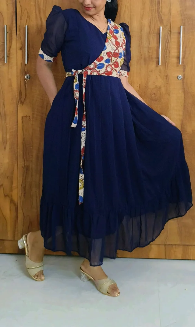 Georgette +Kalamkari feeding maxi - - L