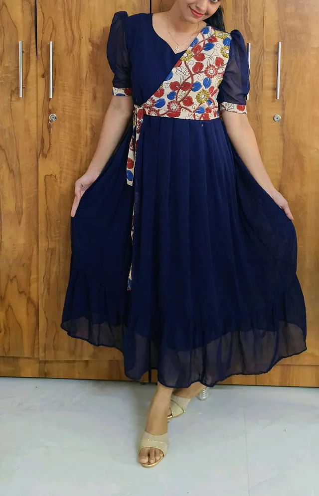 Georgette +Kalamkari feeding maxi - - L