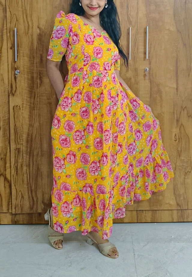 Yellow Georgette feeding maxi - - M