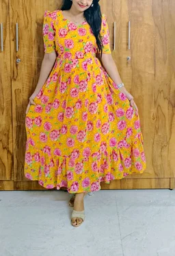 Yellow Georgette feeding maxi - - M