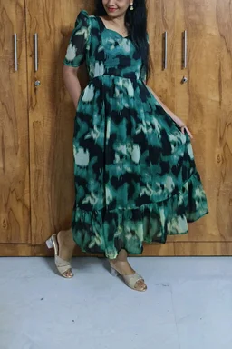 Green Georgette feeding maxi - XXL