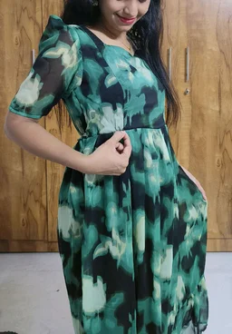 Green Georgette feeding maxi - XXL