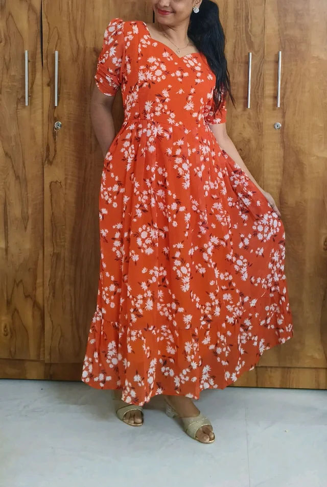 Orange Georgette feeding maxi - - XL - 3XL
