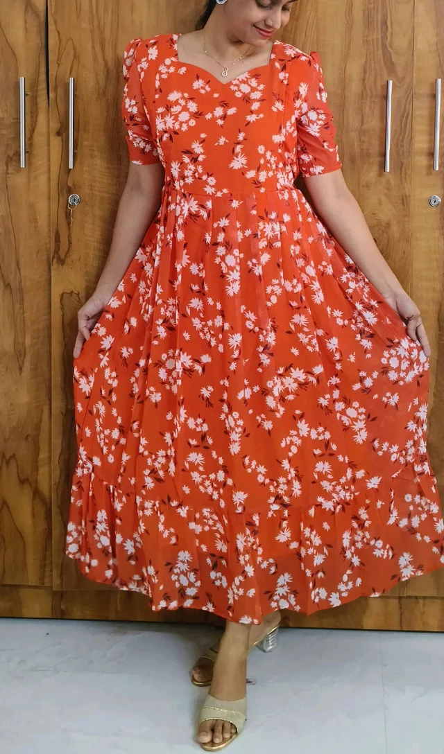 Orange Georgette feeding maxi - - XL - 3XL