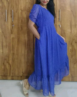 blue Feeding gerogette kurti - - M