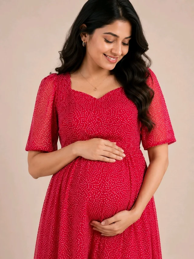 Red Feeding gerogette kurti - XXL
