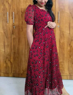 Maroon Georgette Feeding - XL
