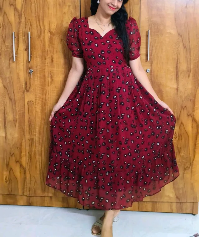 Maroon Georgette Feeding - 3XL