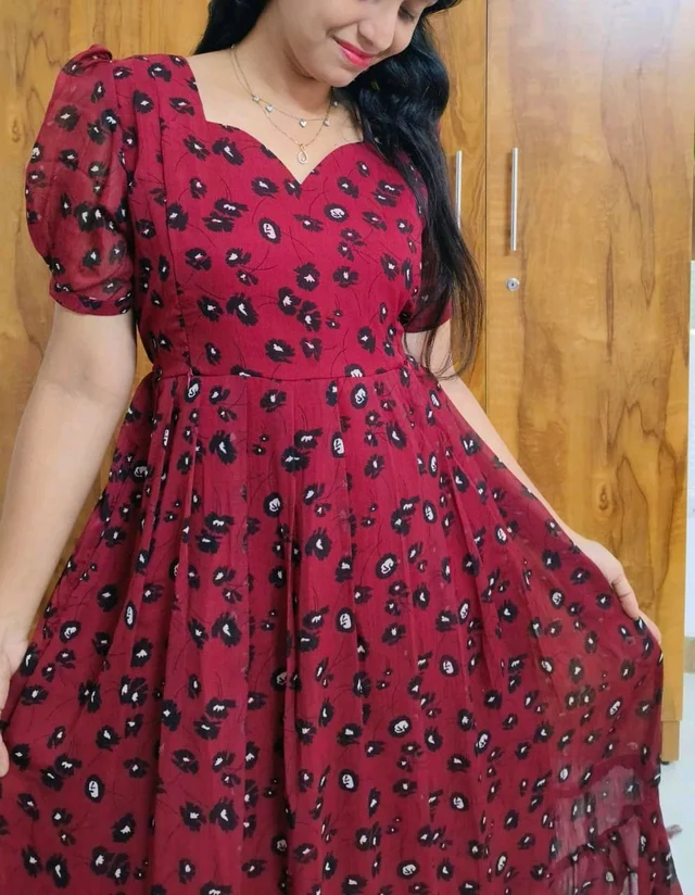 Maroon Georgette Feeding - 3XL