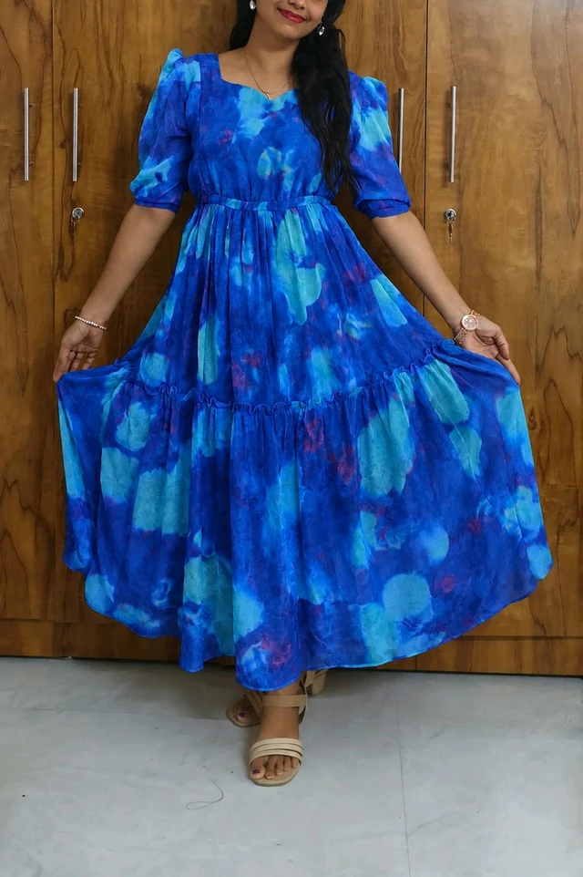 Blue Feeding gerogette kurti - XL
