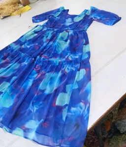 Blue Feeding gerogette kurti - XL