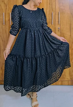 Black Feeding gerogette kurti - M