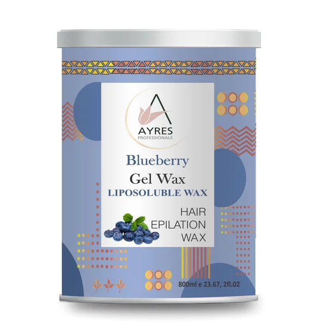 Ayress Professional Blue Berry Gel Wax Liposoluble Wax Crystal Clear 800ml | Non-Sticky | Smooth Hair Removal & Skin Nourishment | Easy to Use, Gentle on Skin | Long-Lasting Silky Finish | For Men & Women | All Skin Types