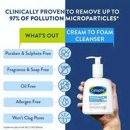 Cetaphil Hydrating Face Wash Cream to Foam Cleanser 236ml With Niacinamide, Pro-Vitamin B5 for Brightening and Gentle Cleansing