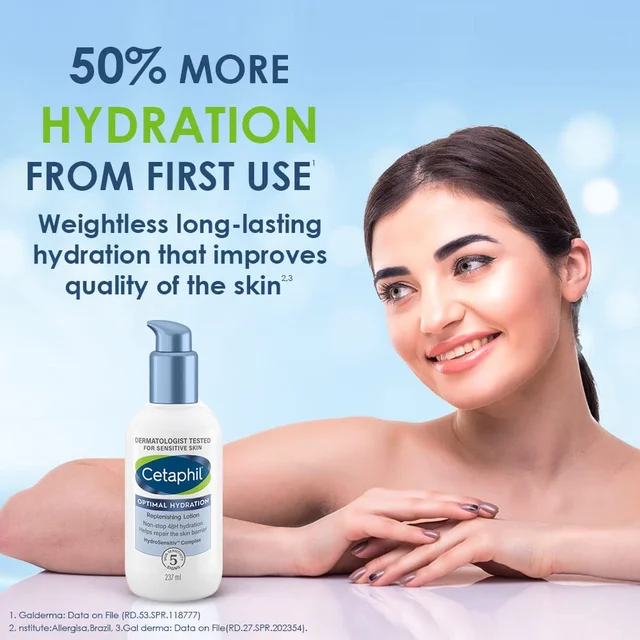 Cetaphil Optimal Hydration Replenishing Body Lotion 237ml | Suitable for sensitive skin and daily use |Long-lasting, deep hydration for all skin types