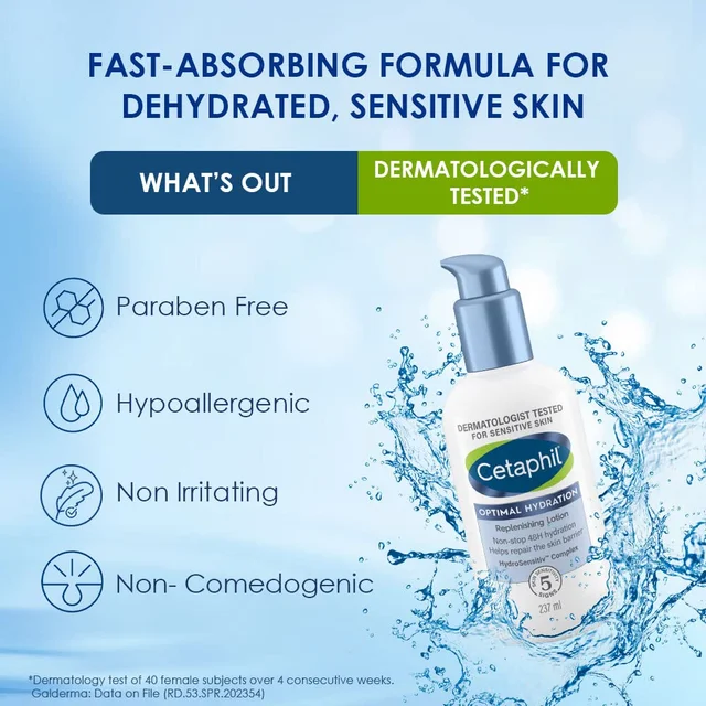 Cetaphil Optimal Hydration Replenishing Body Lotion 237ml | Suitable for sensitive skin and daily use |Long-lasting, deep hydration for all skin types