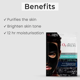 O3+ Professional Energy White Charcoal Sheet Mask 30ml | Detox Face Mask for Brightening & Oil Control