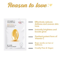 O3+ Professional Vitamin C Cellulose Sheet Mask 30g | Brightening Face Mask for Glowing Skin | Instant Glow & Hydration