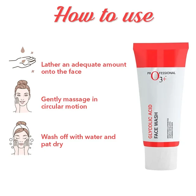 O3+ Professional Glycolic Acid Radiance Face Wash 60g | Exfoliating Face Cleanser for Glow & Deep Cleansing