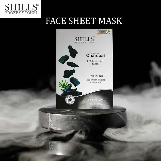 Shills Professional Face Sheet Mask Set with Charcoal | Deep Cleansing & Detox | Removes Impurities & Excess Oil | Refreshing Skincare for All Skin Types
