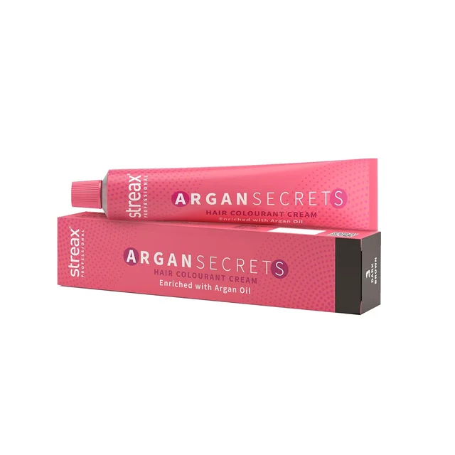 Streax Argan Secrets 3 Dark Brown 60g |Salon Professional Hair Color | Argan-Enriched Hair Color for Long-Lasting Shine | Hydrates, Nourishes & Grey Coverage