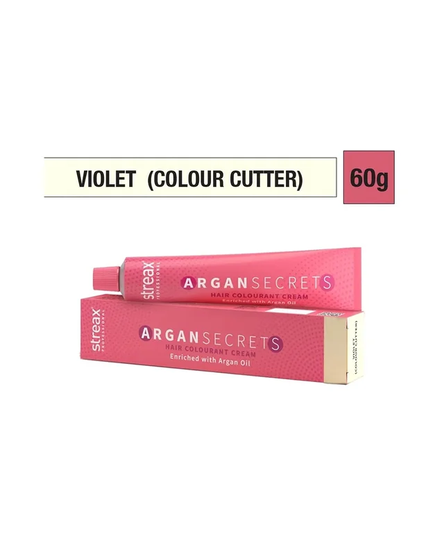 Streax Argan Secrets Violet Colour Cutter 60g | Professional Hair Color Corrector | Long-Lasting Salon Formula with Smooth Finish
