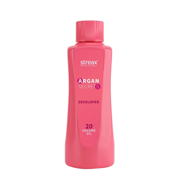 Streax Professional 20 Volume 6% Developer 1000ml | Professional Salon Hair Color Developer for Argan Secrets | Smooth Color Application & Long-Lasting Results