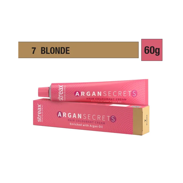 Streax Professional Hair Colorant Cream 7 Blonde 60g | Professional Salon Hair Color with Argan Secrets | Long-Lasting Shine & Nourished Hair