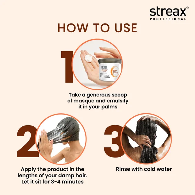 Streax Professional Vitariche Care Hair Mask 500g | Professional Hair Repair Mask with Biovit-A-OX & Silk Protein | Smooth, Shiny & Nourished Hair