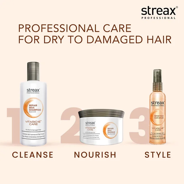 Streax Professional Vitariche Care Hair Mask 500g | Professional Hair Repair Mask with Biovit-A-OX & Silk Protein | Smooth, Shiny & Nourished Hair