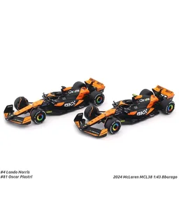 Burago Original McLaren MCL38 Miami Grand Prix 2024 Set of 2 |Burago| Licensed Diecast Car | 1:43 Scale Model