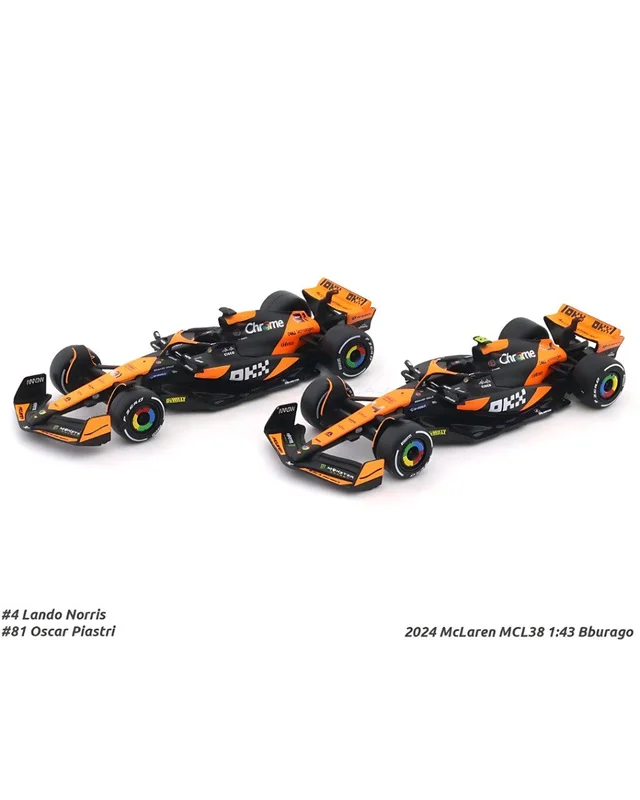 Burago Original McLaren MCL38 Miami Grand Prix 2024 Set of 2 |Burago| Licensed Diecast Car | 1:43 Scale Model
