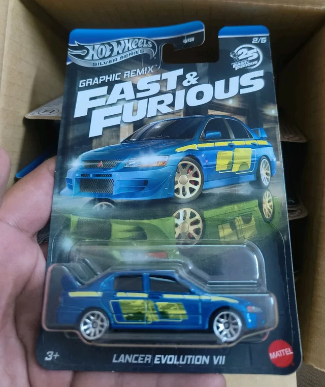 Hot Wheels Fast & Furious Graphic Remix: Mitsubishi Lancer Evolution VII | Silver Series | Imported (HNR88)